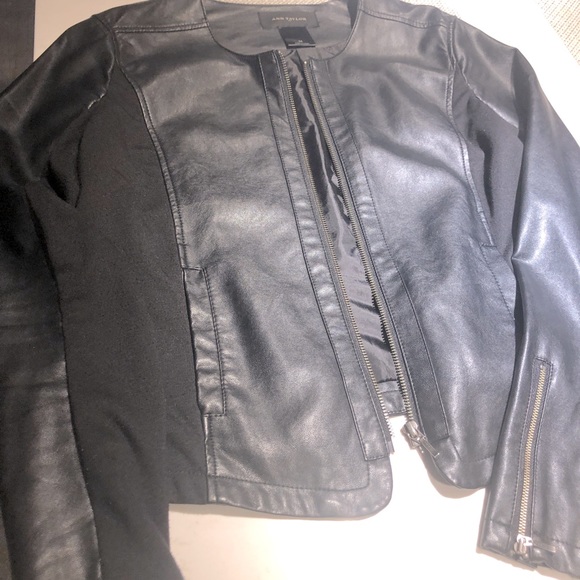 Faux leather and fabric jacket Ann Taylor - Picture 2 of 8